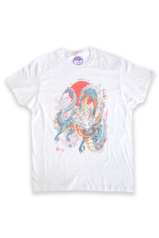 Playera "Dragon Koi" color blanco